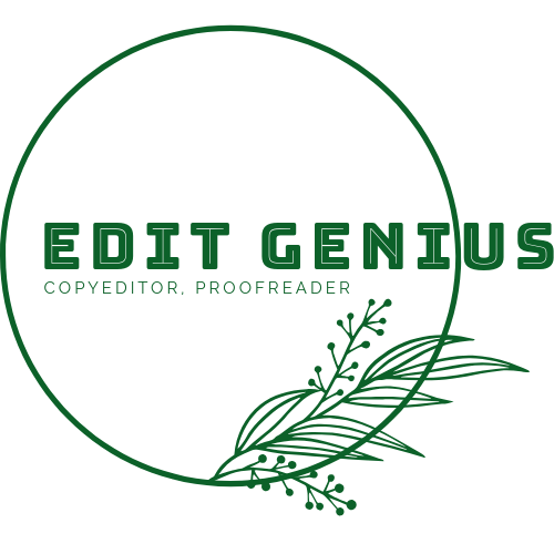 Edit Genius logo featuring the text 'Copyeditor, Proofreader' with a minimalist design. Enhance your writing with expert rewriting and commissioned writing services by uploading your files to EditGenius